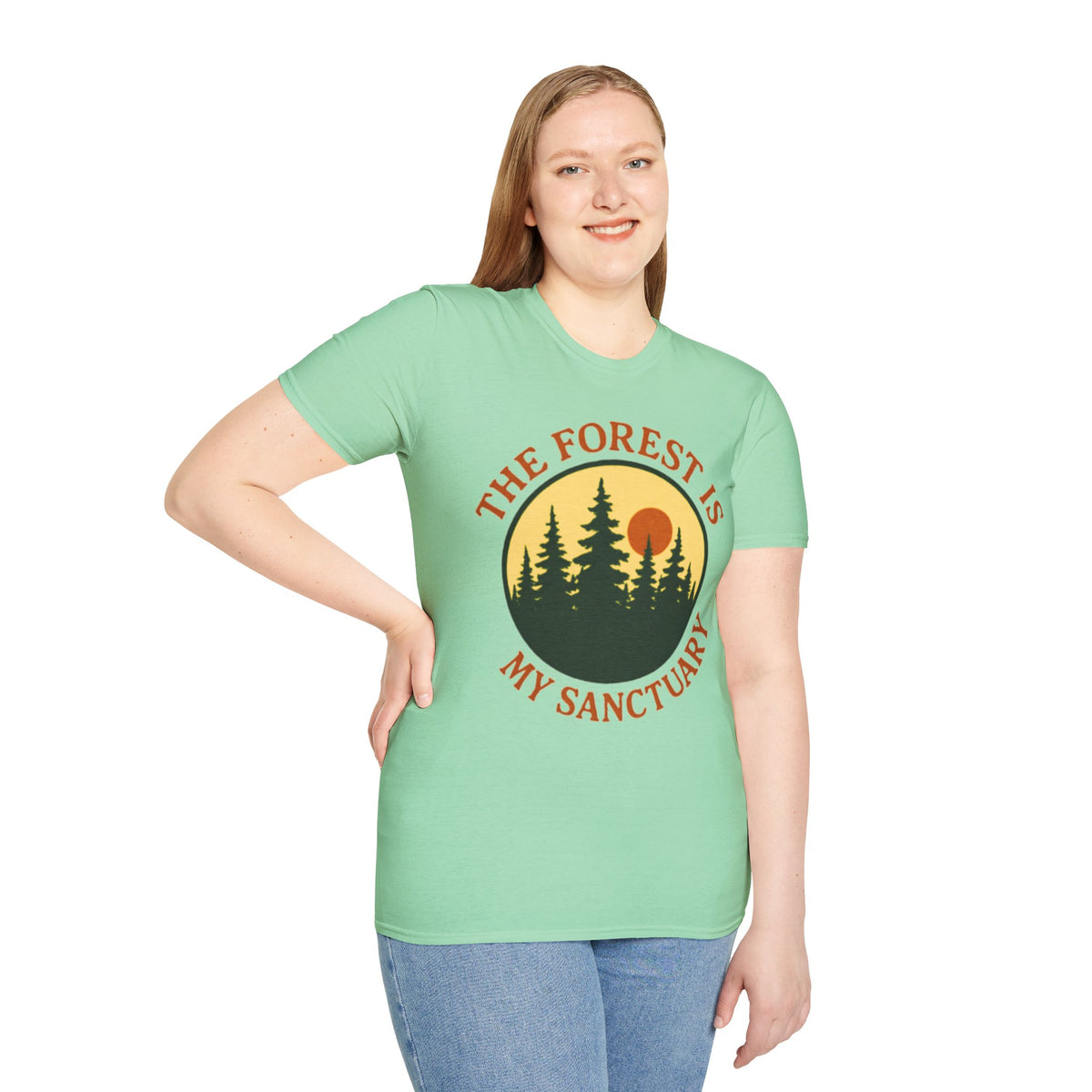 "The Forest Is My Sanctuary" Pines Sunset Graphic Tee Shirt