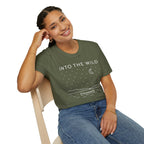 Into The Wild Canoe T-Shirt - Minimal Night Sky Lake Camping Tee