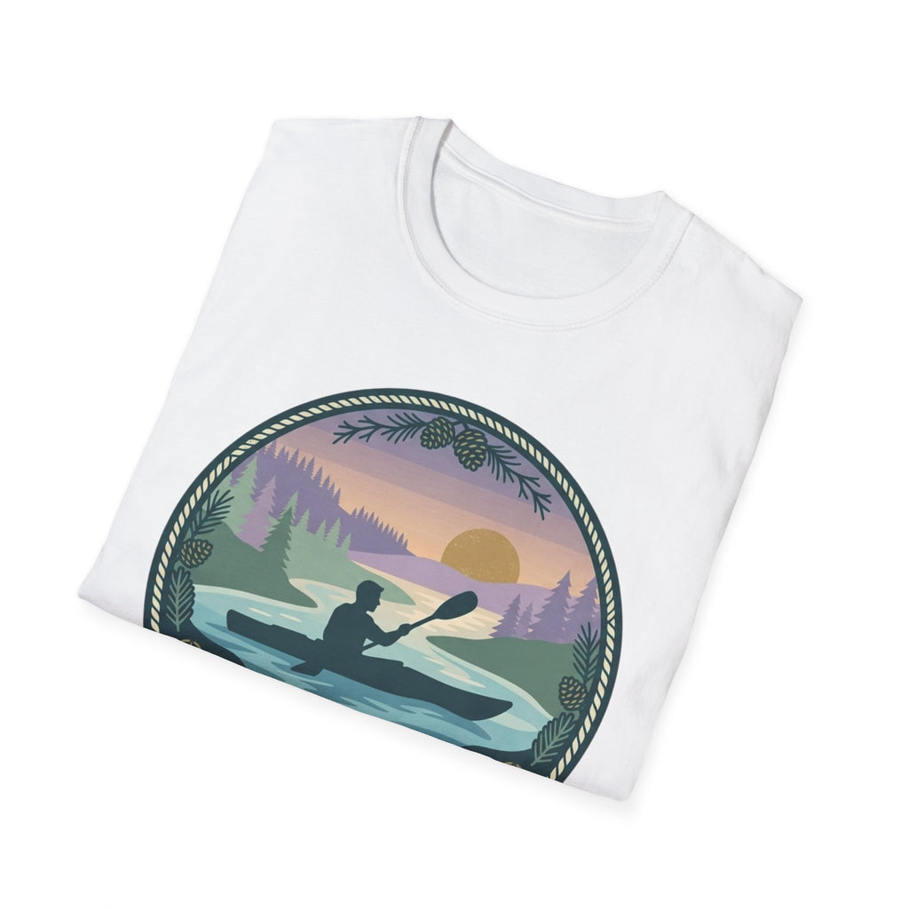 Kayak Sunset T‑Shirt — "Drift Into The Quiet Places" Outdoor Relaxation Tee