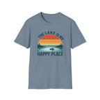 Canoe On The Lake At Sunset "The Lake Is My Happy Place" T-Shirt