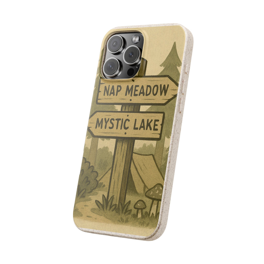 Biodegradable Phone Case — 'Nap Meadow' Mystic Lake Camping Design