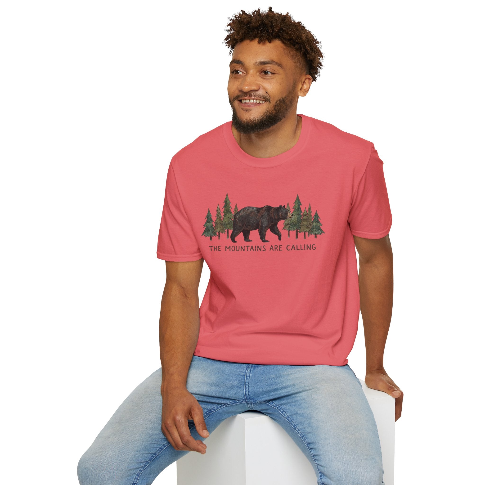 "The Mountains Are Calling" Bear and Pines T-Shirt — Outdoor Graphic Tee