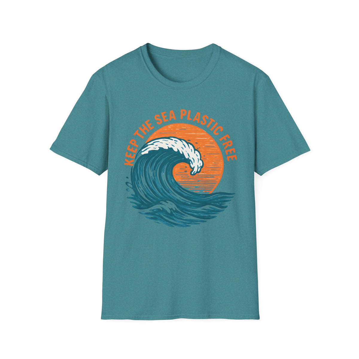 "Keep the Sea Plastic Free" Ocean Conservation Wave Tee Shirt