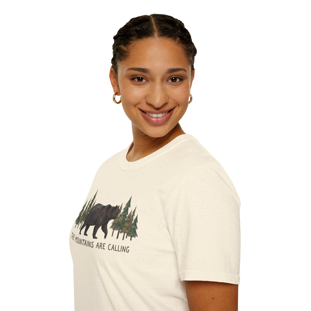 "The Mountains Are Calling" Bear and Pines T-Shirt — Outdoor Graphic Tee