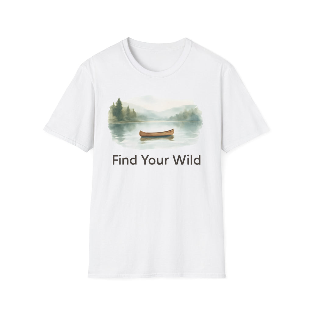 Find Your Wild Canoe T-Shirt — Lake Pine Trees Outdoor Adventure Tee