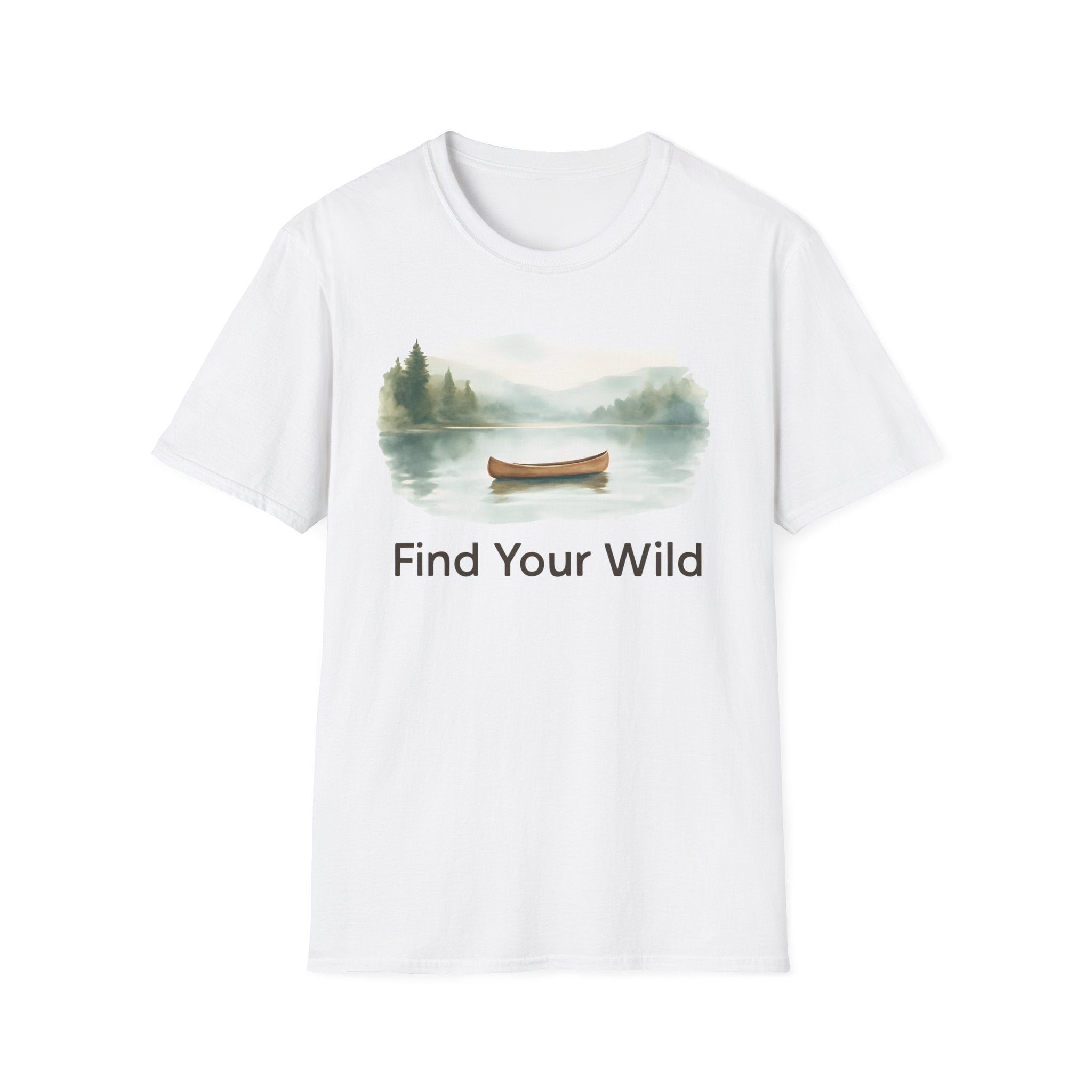 Find Your Wild Canoe T-Shirt — Lake Pine Trees Outdoor Adventure Tee