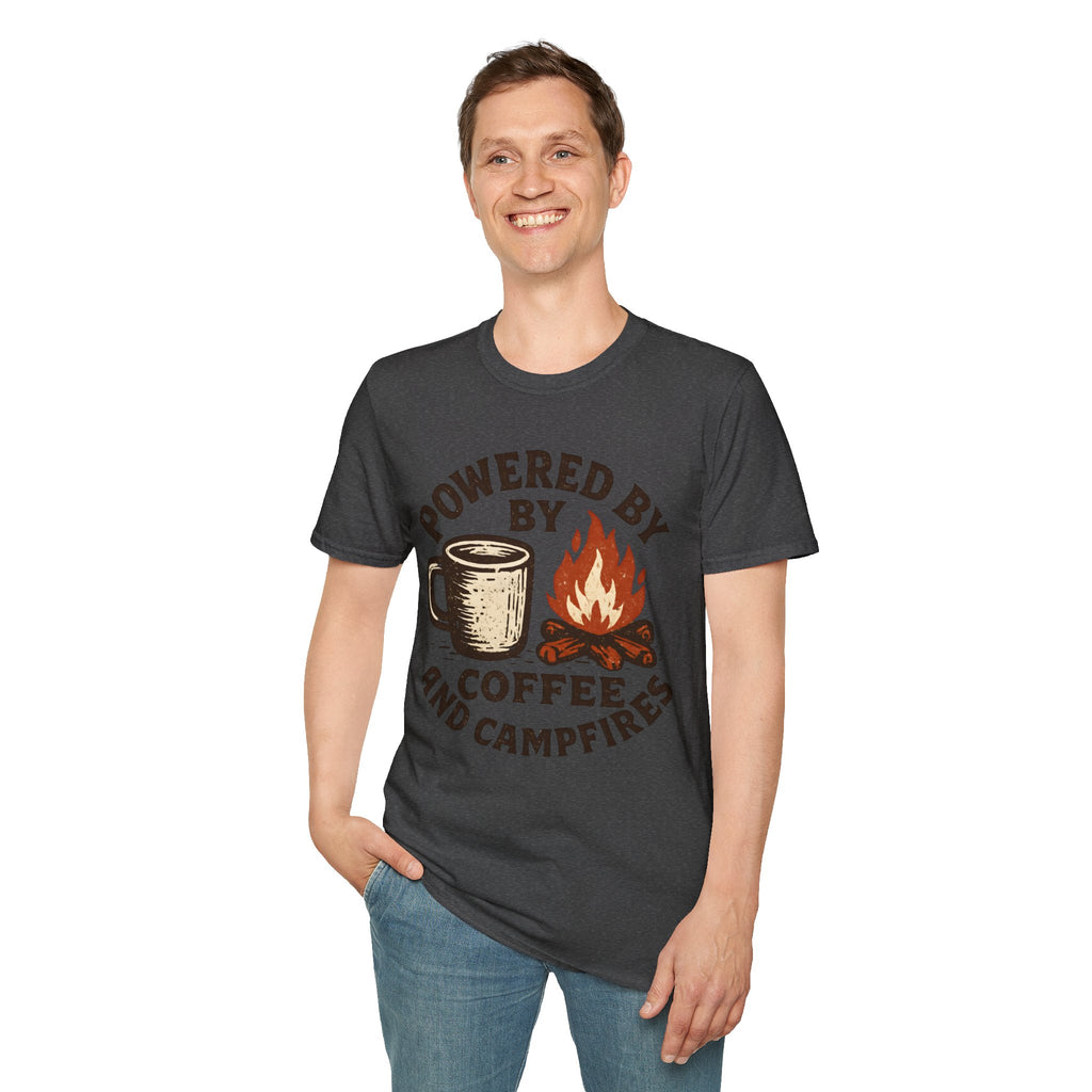 Powered By Coffee And Campfires Vintage Camping T-Shirt
