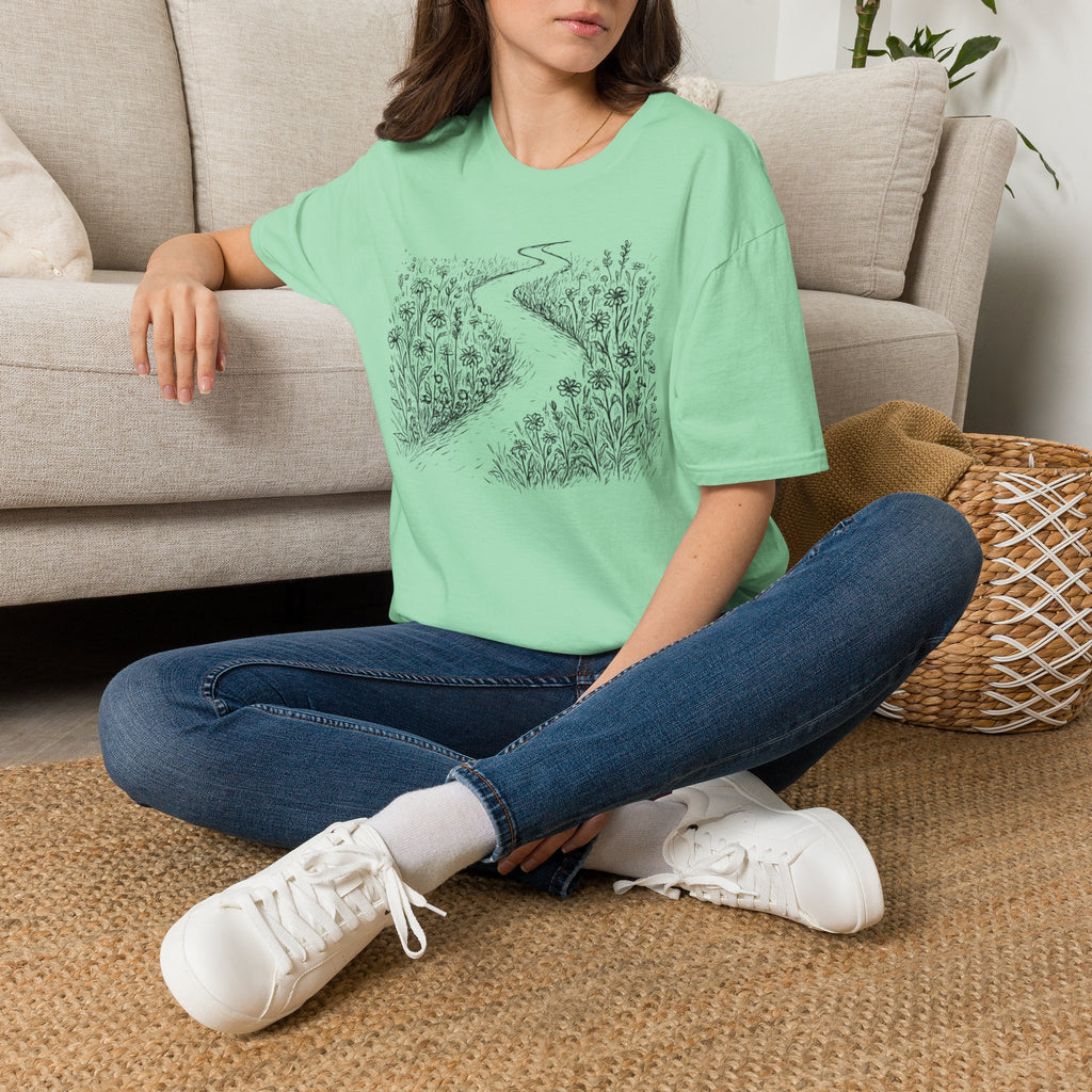 Winding Path Through The Meadow Floral T-Shirt