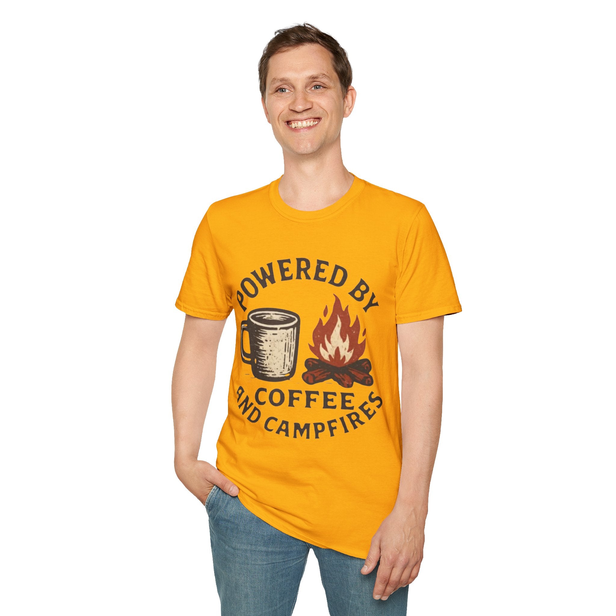 Powered By Coffee And Campfires Vintage Camping T-Shirt