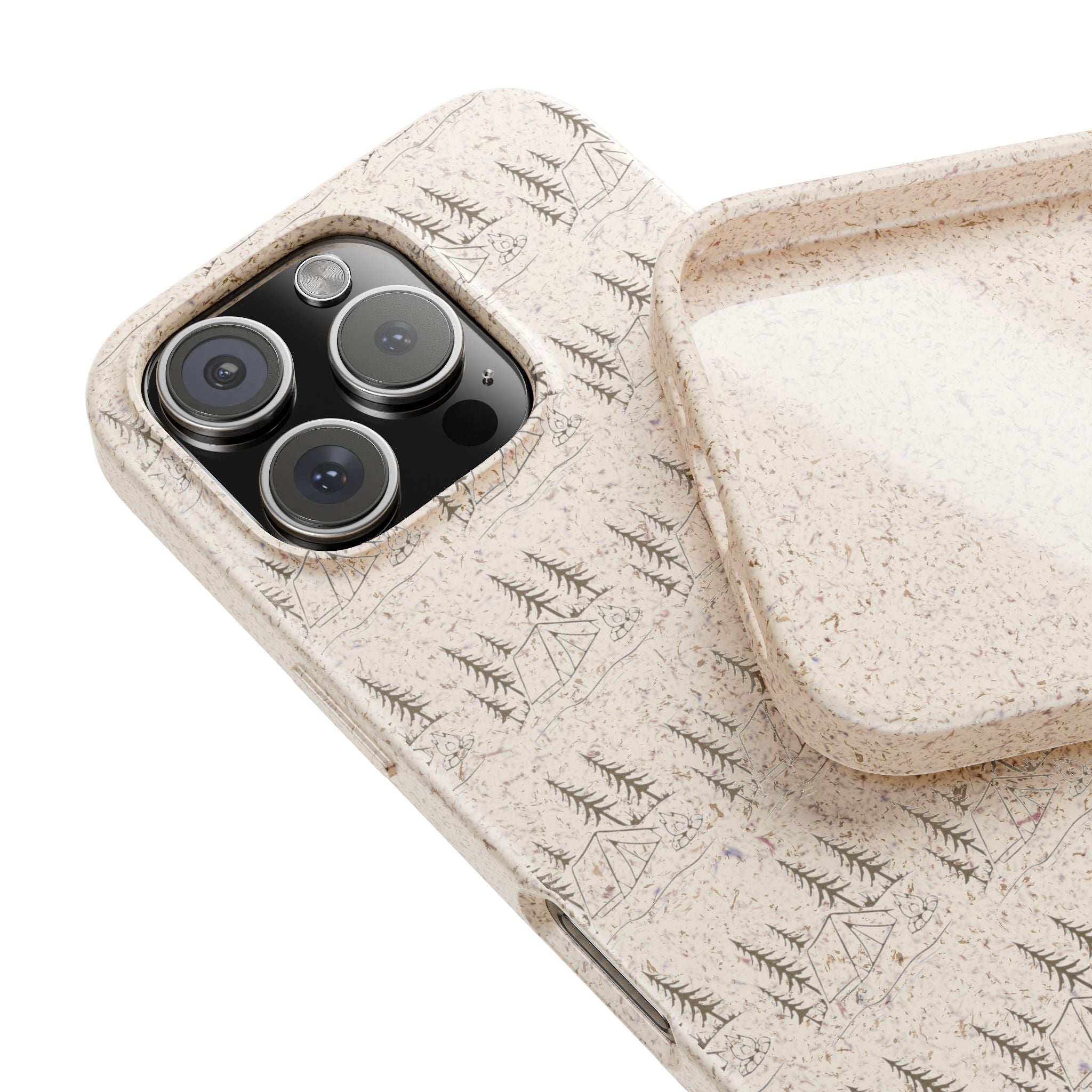 Biodegradable Phone Case — Eco-Friendly Forest Sketch Pattern