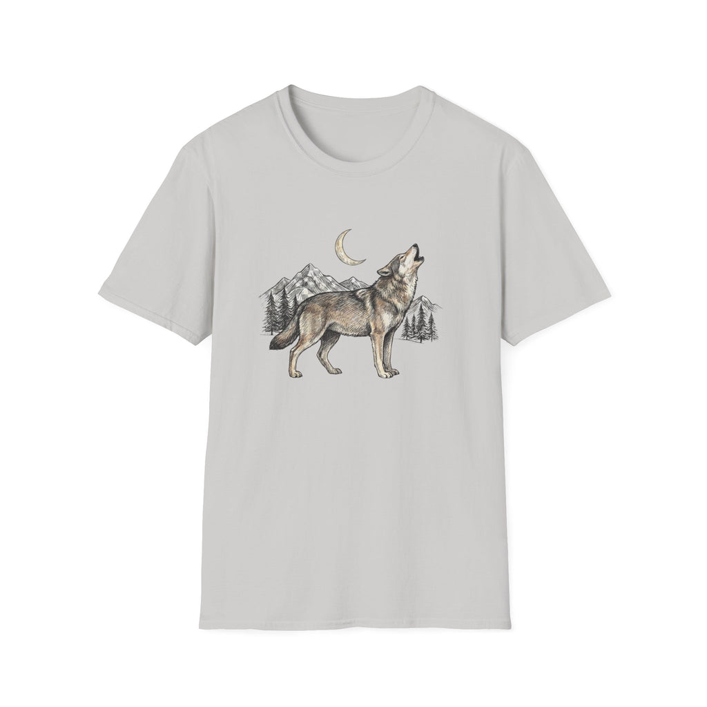 Wolf Howl T-Shirt — Moonlit Mountain Wildlife Tee