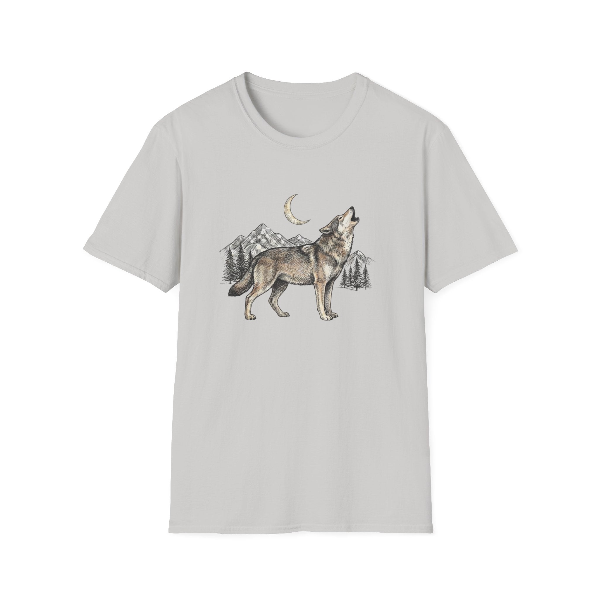 Wolf Howl T-Shirt — Moonlit Mountain Wildlife Tee
