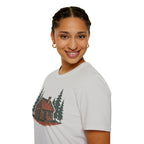 Vintage Cozy Cabin T-Shirt — Faded Pine Tree Cabin Tee