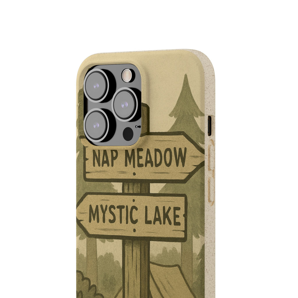 Biodegradable Phone Case — 'Nap Meadow' Mystic Lake Camping Design