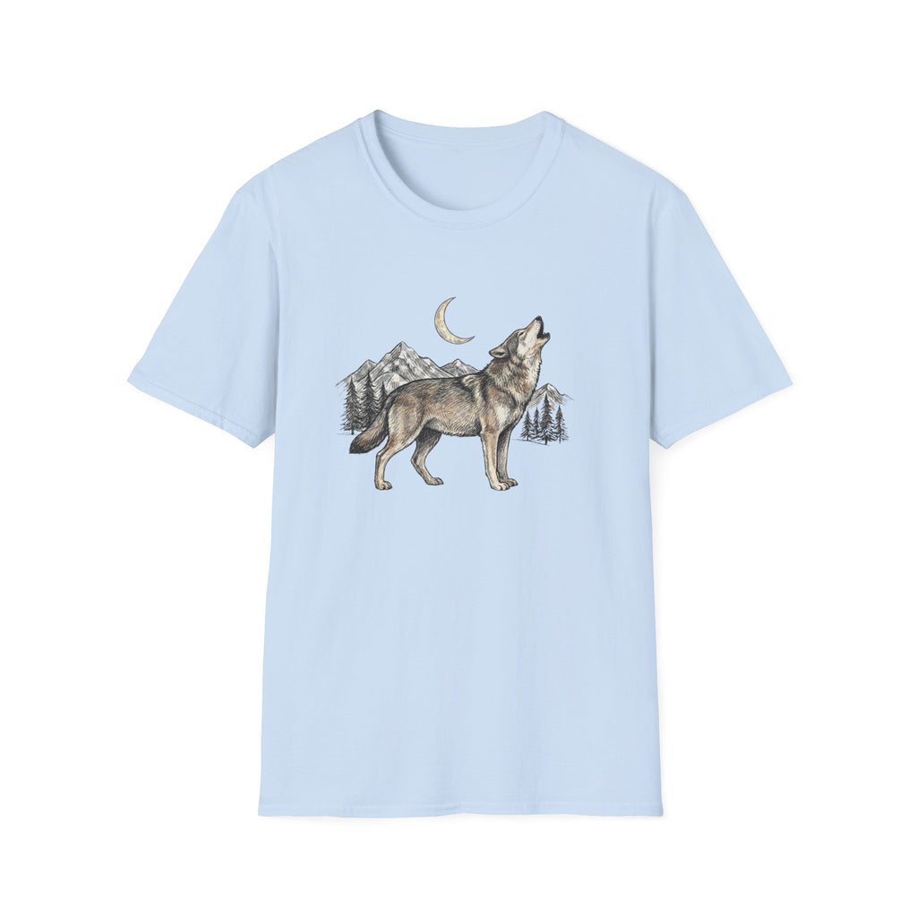 Wolf Howl T-Shirt — Moonlit Mountain Wildlife Tee
