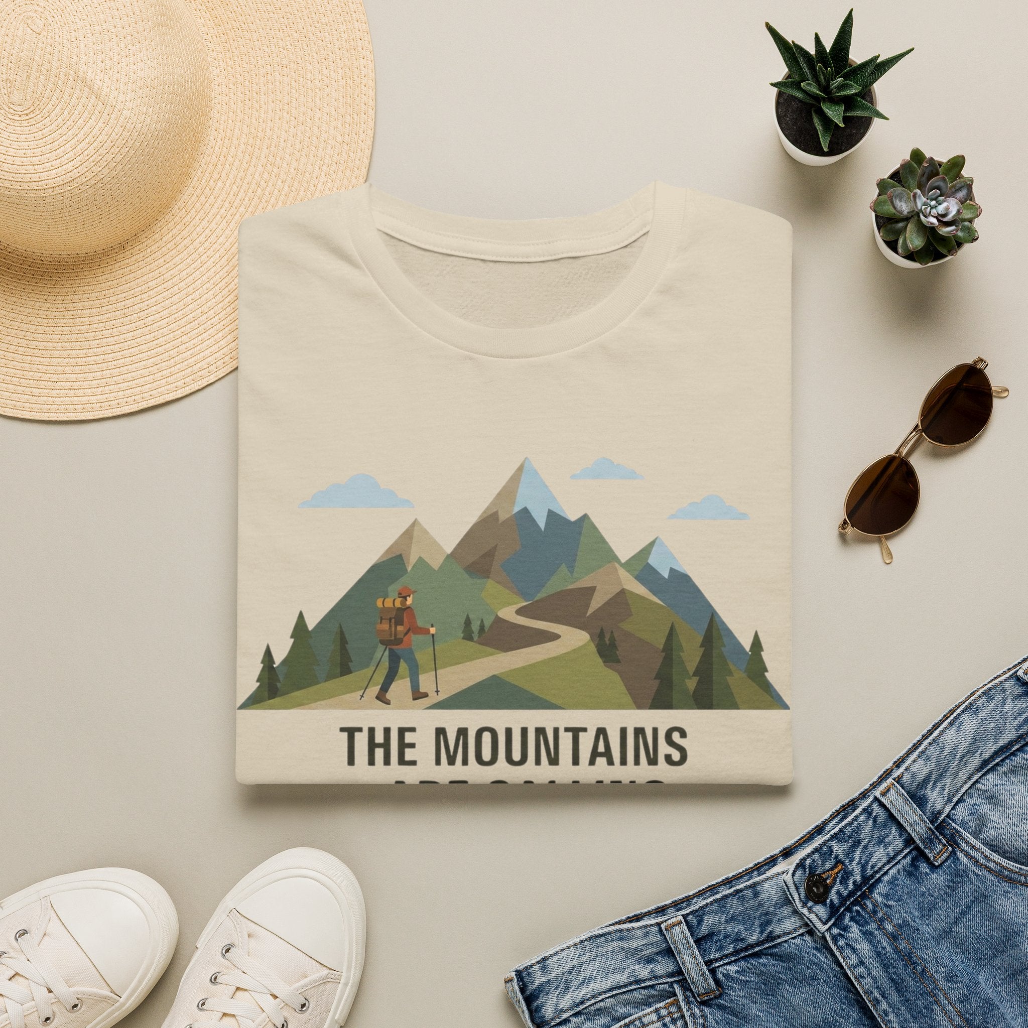 Campground Scenic T-Shirt — Minimalist Tent & Campfire Graphic