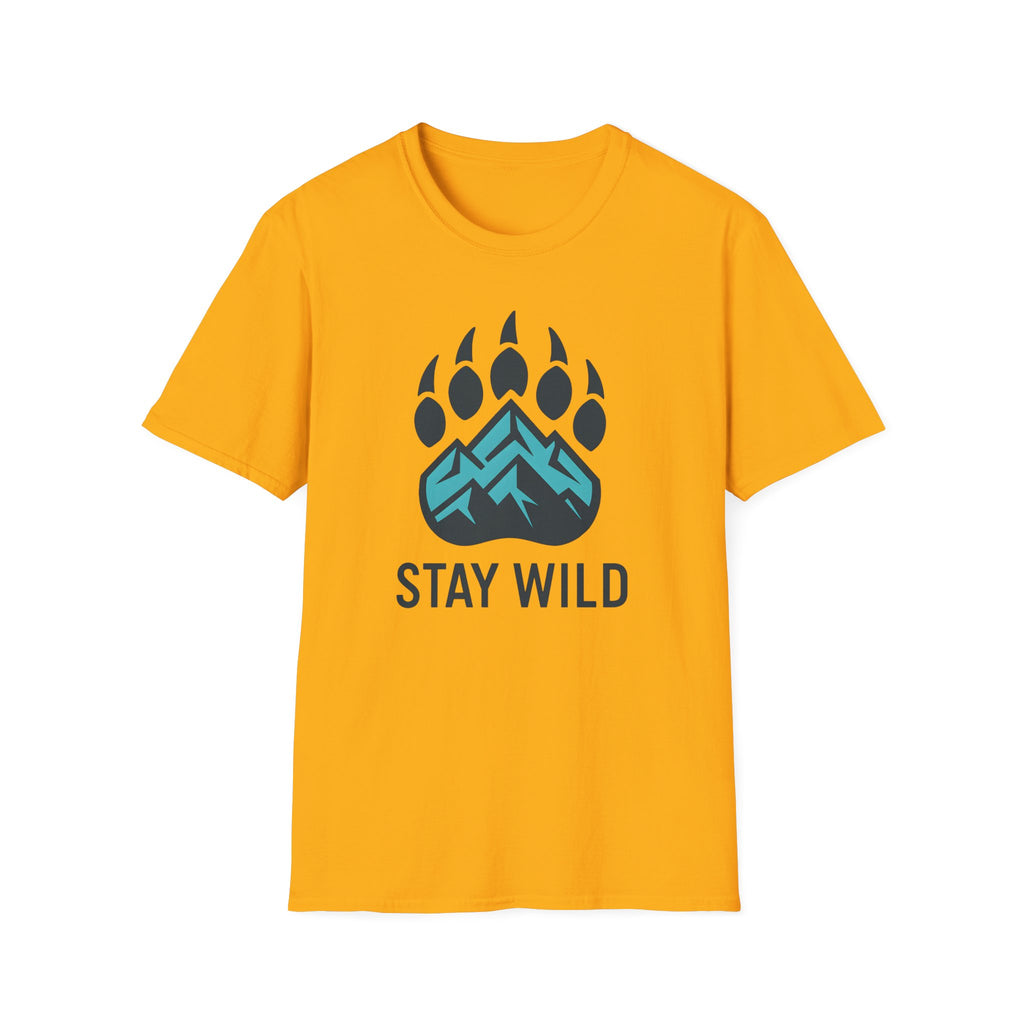 "Stay Wild" Bear Footprint Mountain Emblem T-Shirt