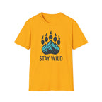 "Stay Wild" Bear Footprint Mountain Emblem T-Shirt