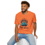 "Stay Wild" Bear Footprint Mountain Emblem T-Shirt