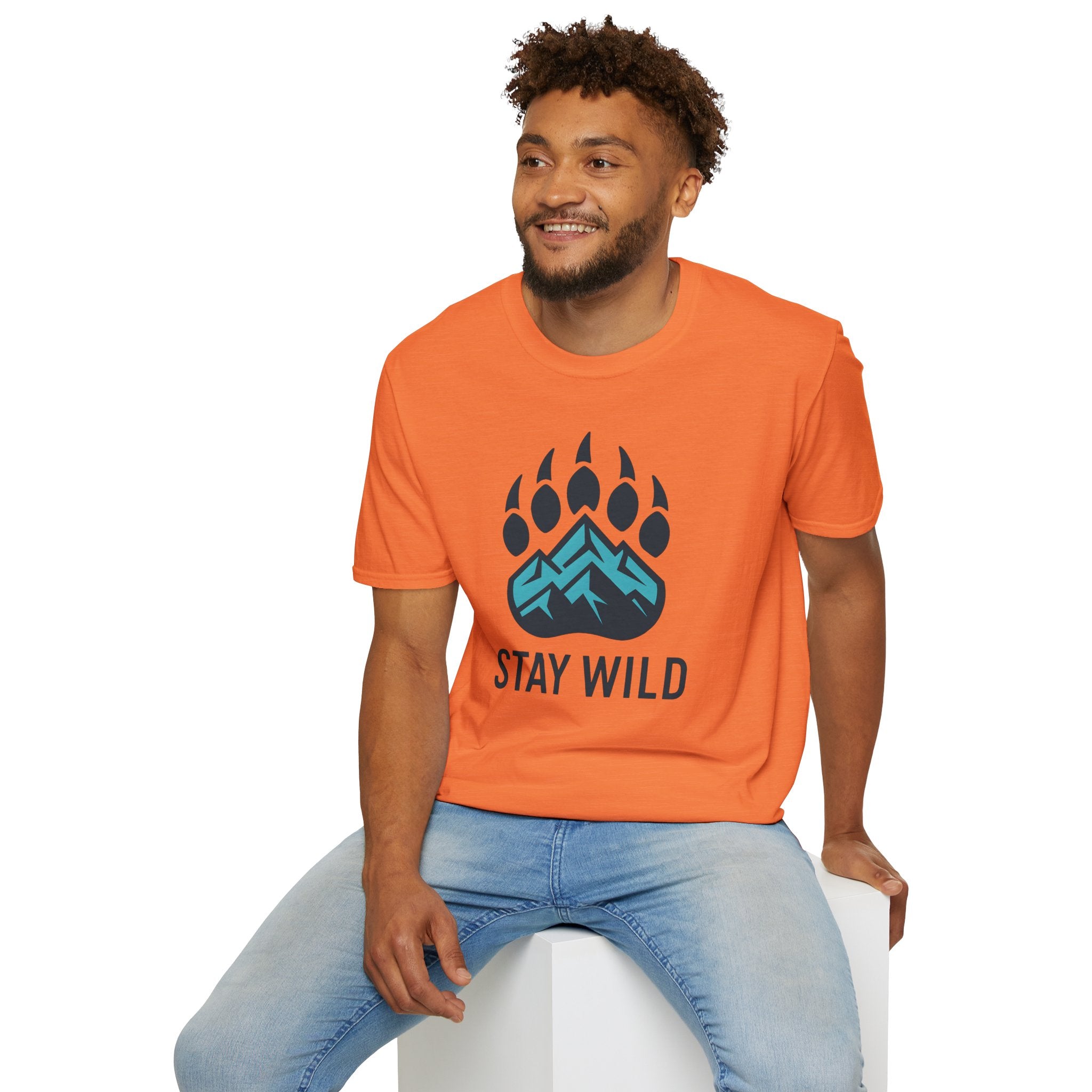 "Stay Wild" Bear Footprint Mountain Emblem T-Shirt