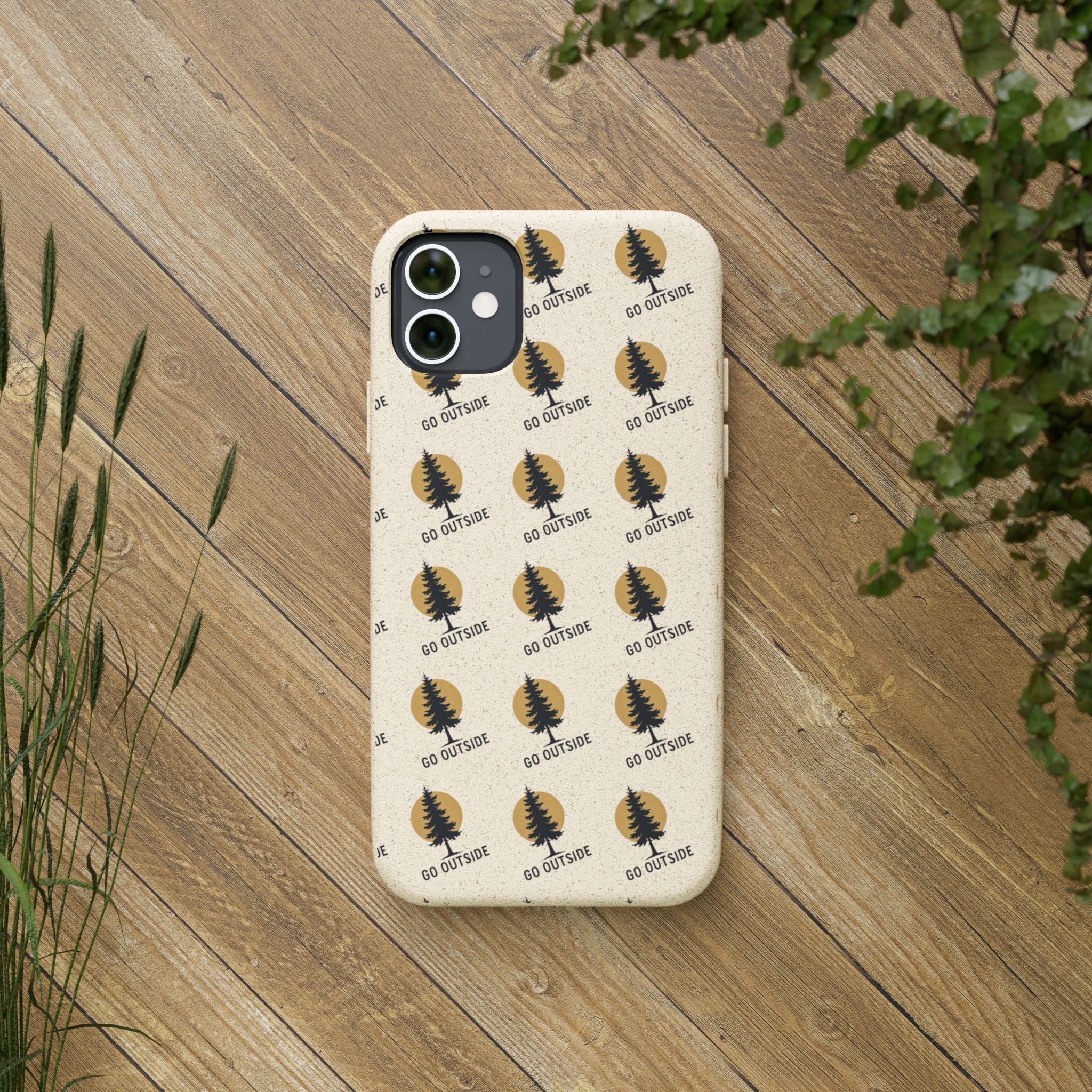 Biodegradable Phone Case — 'Go Outside' Recycled Eco-Friendly iPhone Cover