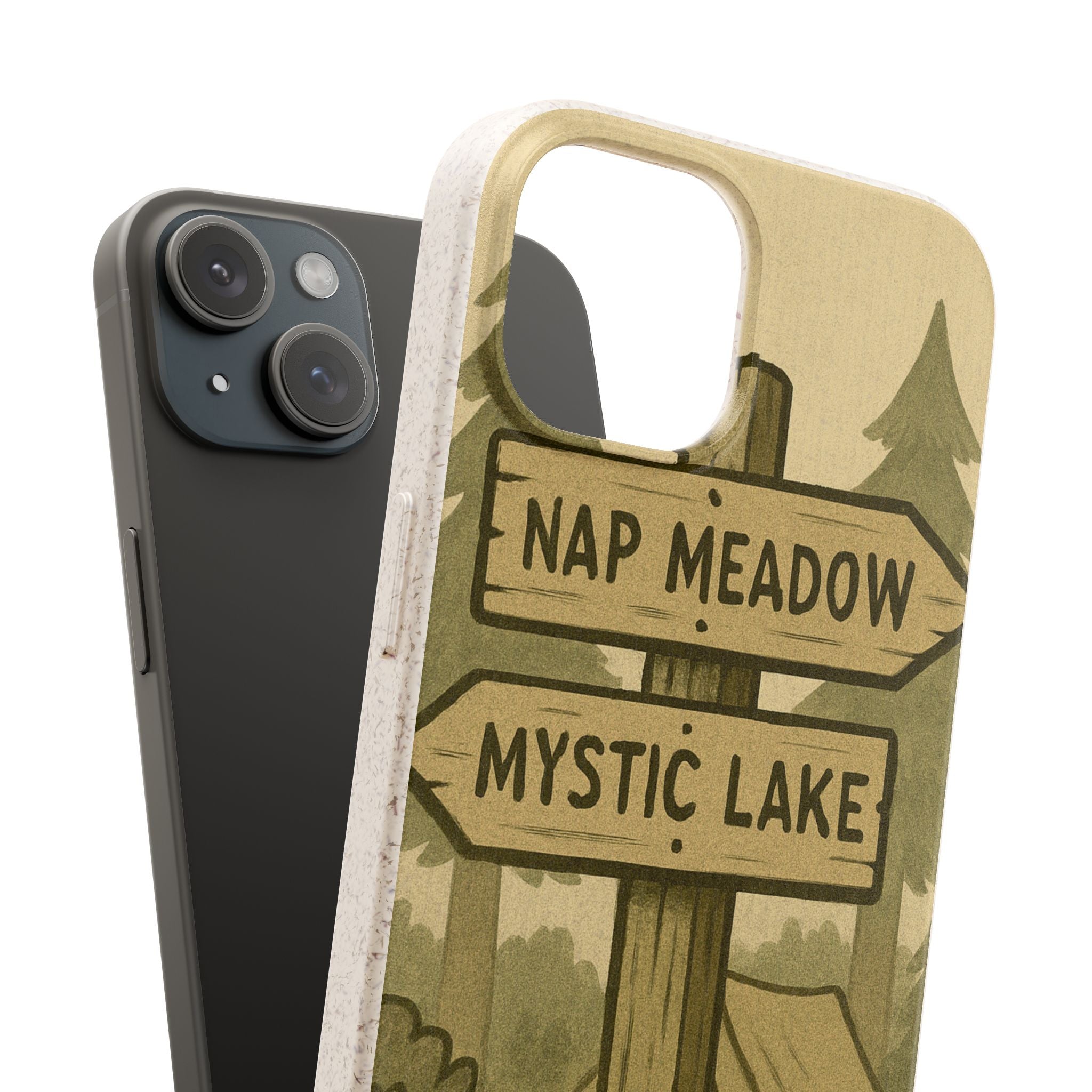 Biodegradable Phone Case — 'Nap Meadow' Mystic Lake Camping Design