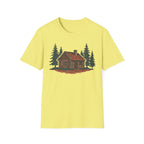 Vintage Cozy Cabin T-Shirt — Faded Pine Tree Cabin Tee