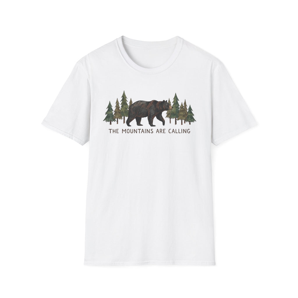 "The Mountains Are Calling" Bear and Pines T-Shirt — Outdoor Graphic Tee