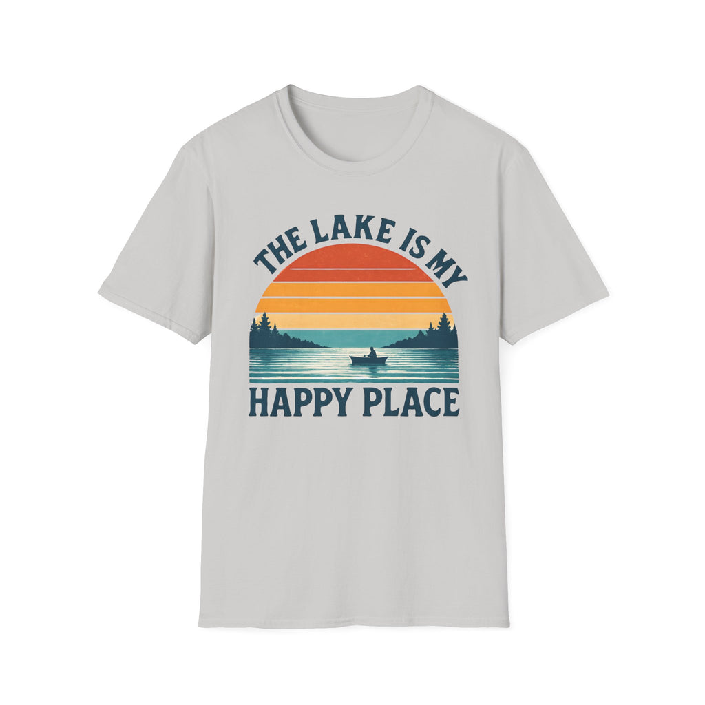 "The Lake Is My Happy Place" Canoe On The Lake At Sunset T-Shirt