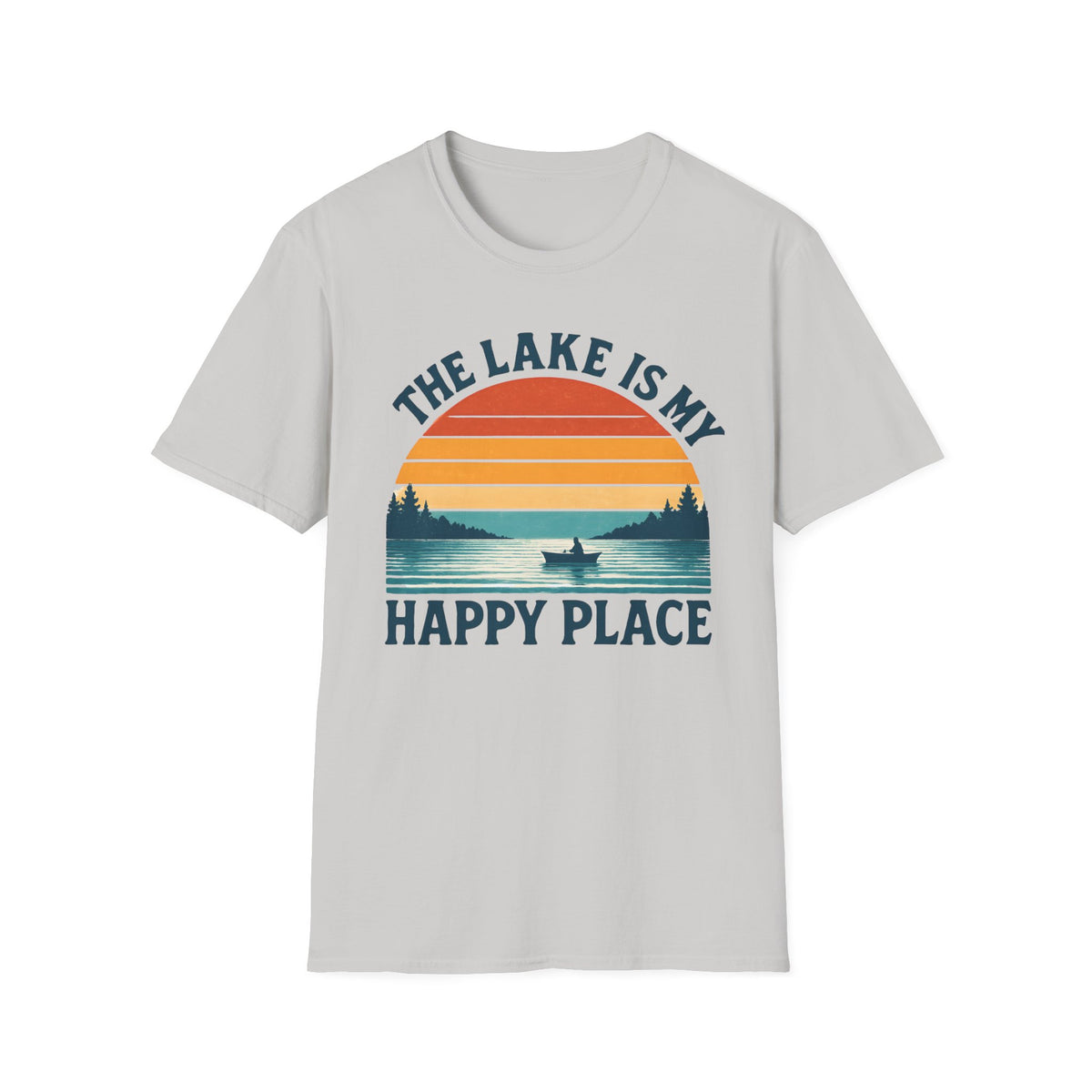 "The Lake Is My Happy Place" Canoe On The Lake At Sunset T-Shirt
