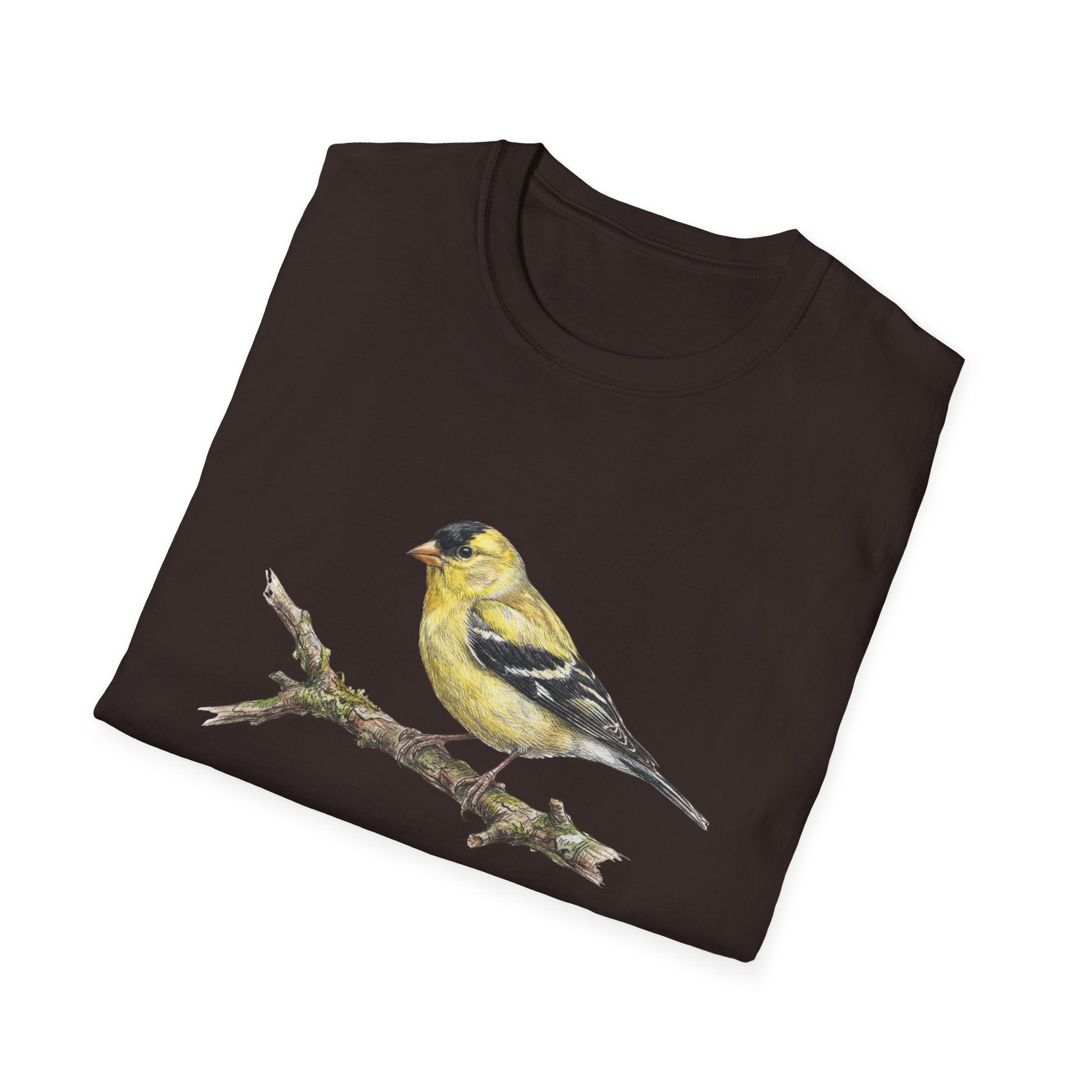 Goldfinch Bird T-Shirt – Vintage Watercolor Songbird Tee