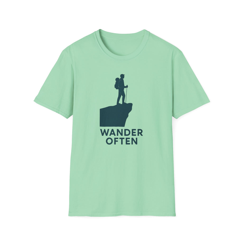 "Wander Often" Hiker on Cliff T-Shirt