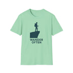 "Wander Often" Hiker on Cliff T-Shirt
