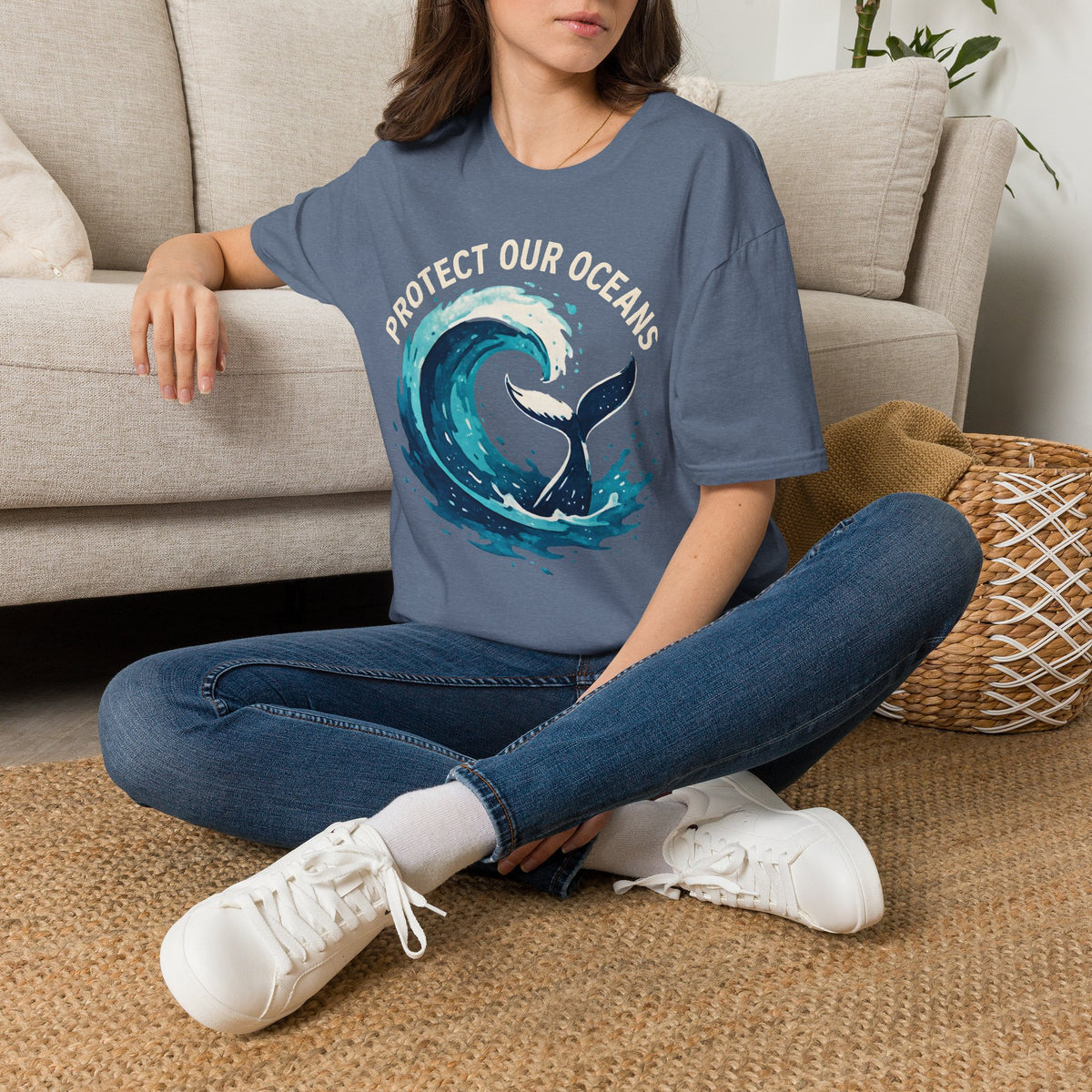 "Protect Our Oceans" Wave Whale Conservation T-Shirt