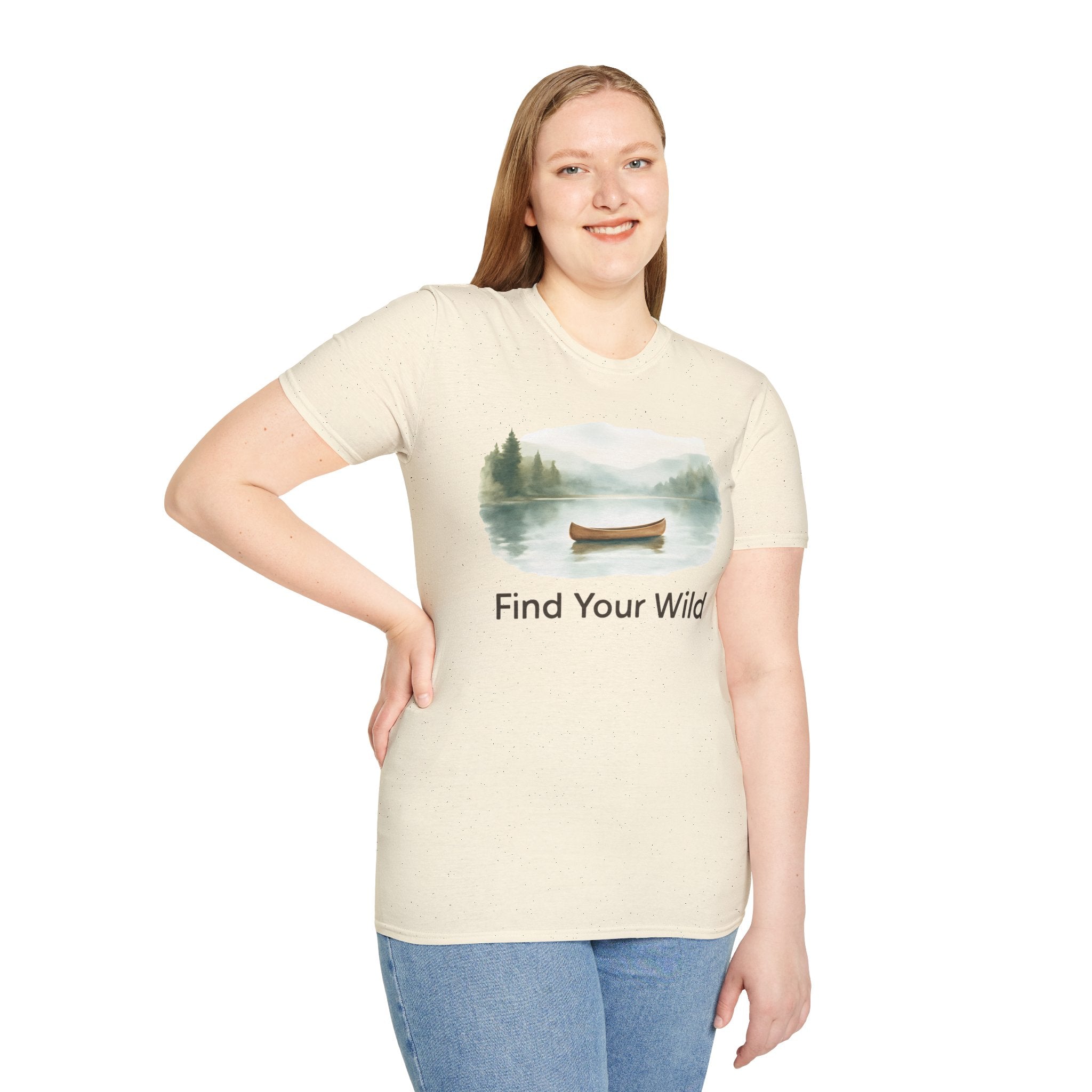 Find Your Wild Canoe T-Shirt — Lake Pine Trees Outdoor Adventure Tee