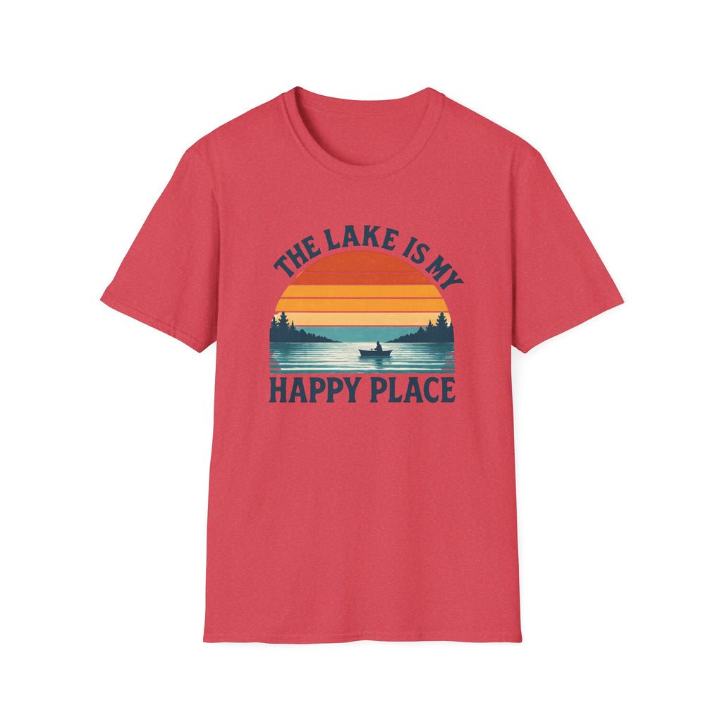 Canoe On The Lake At Sunset "The Lake Is My Happy Place" T-Shirt