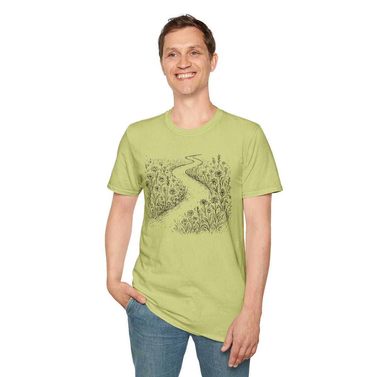 Winding Path Through The Meadow Floral T-Shirt