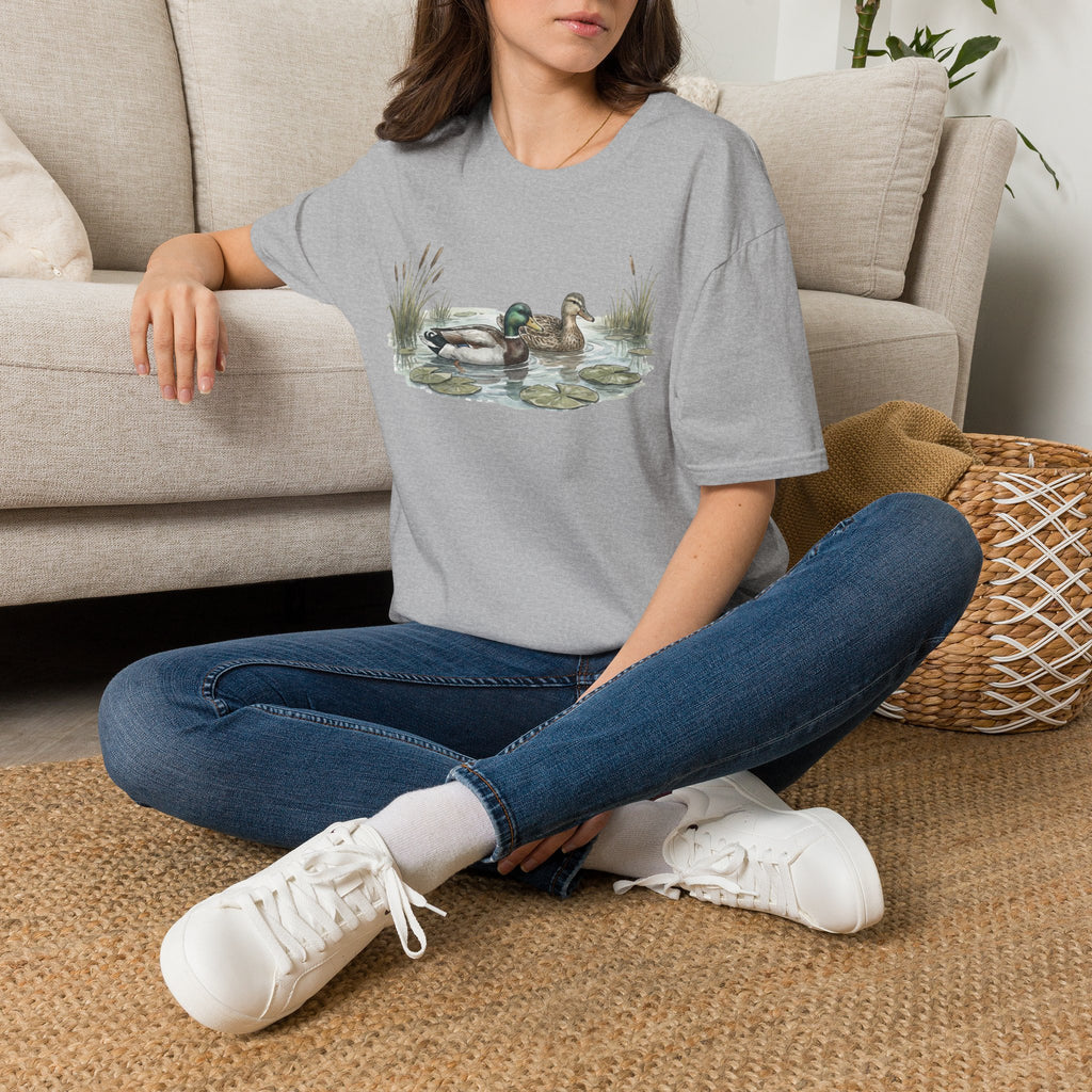 Duck Pair T-Shirt — Watercolor Mallard Ducks on Pond Nature Tee