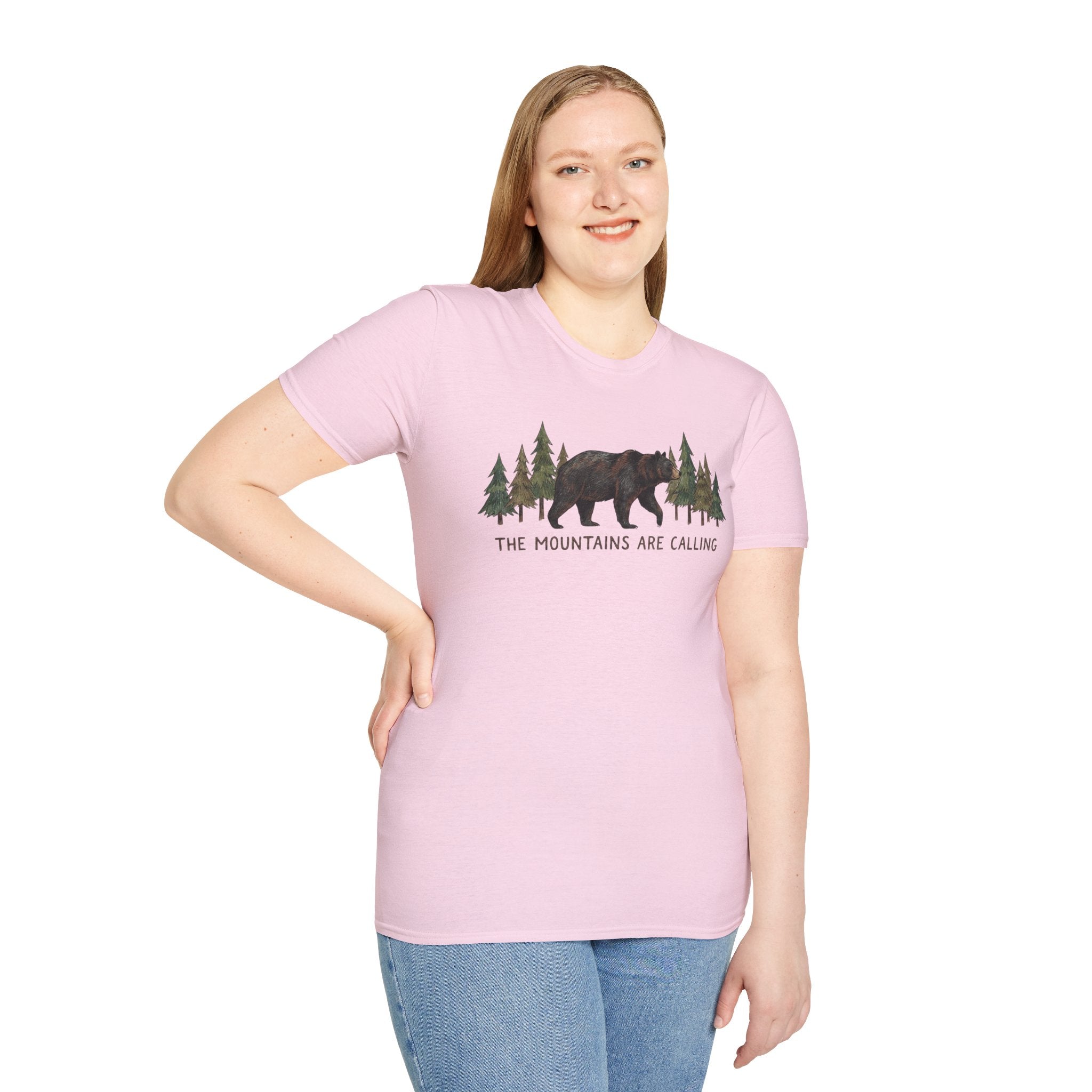 "The Mountains Are Calling" Bear and Pines T-Shirt — Outdoor Graphic Tee
