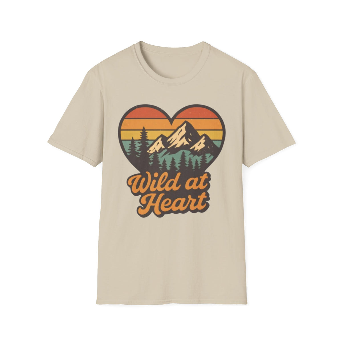 "Wild at Heart" Mountain Heart Retro Sunset Nature Tee Shirt