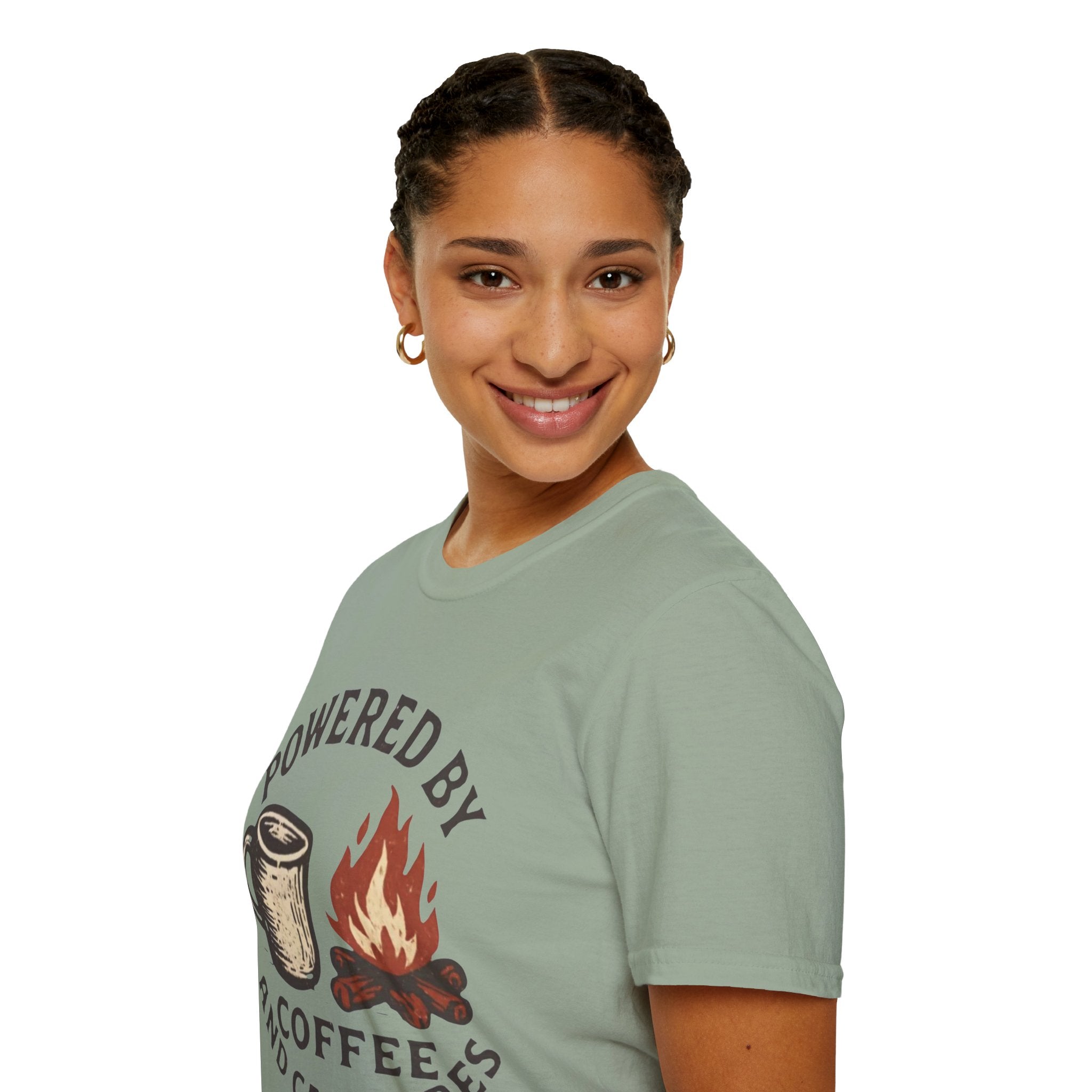 Powered By Coffee And Campfires Vintage Camping T-Shirt