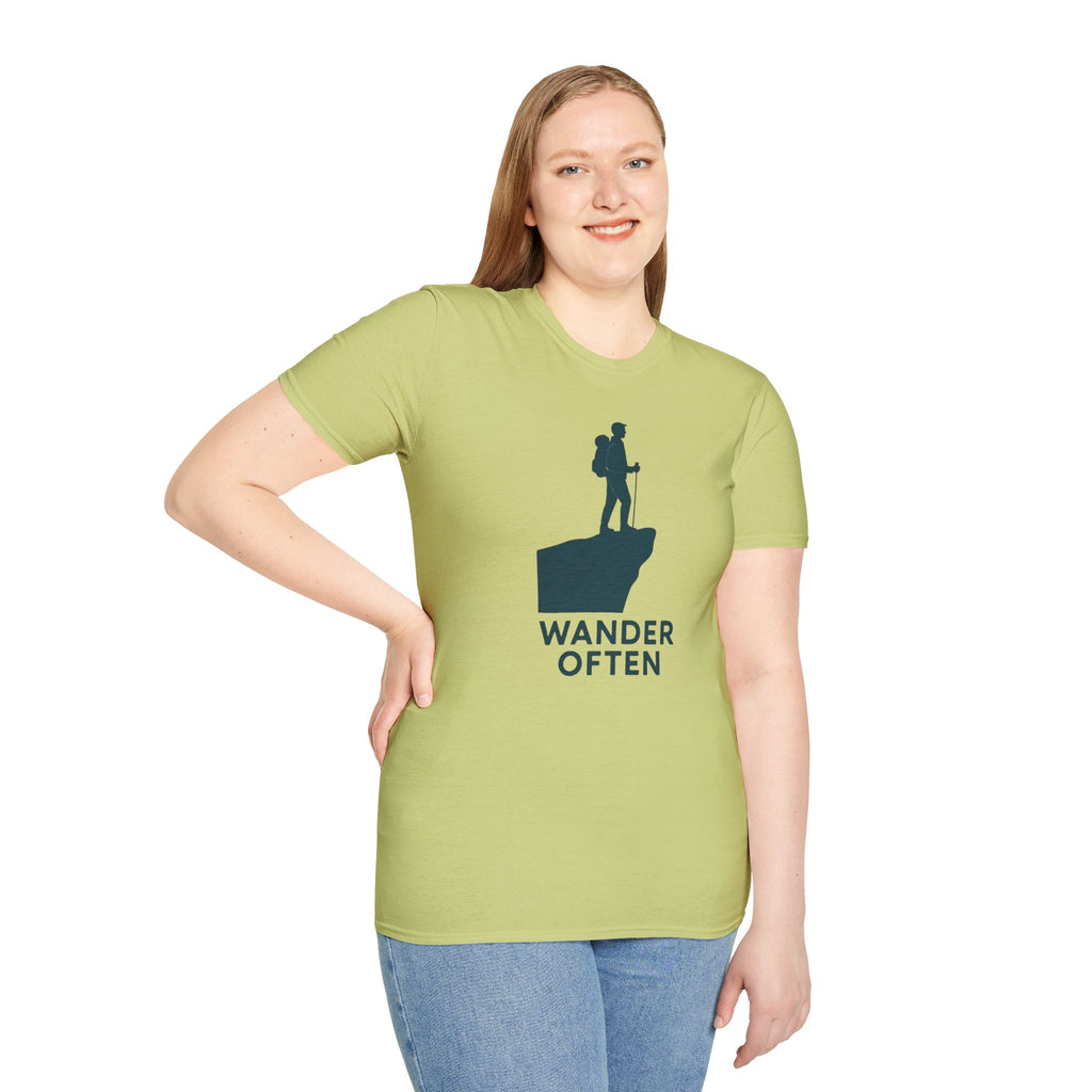 "Wander Often" Hiker on Cliff T-Shirt