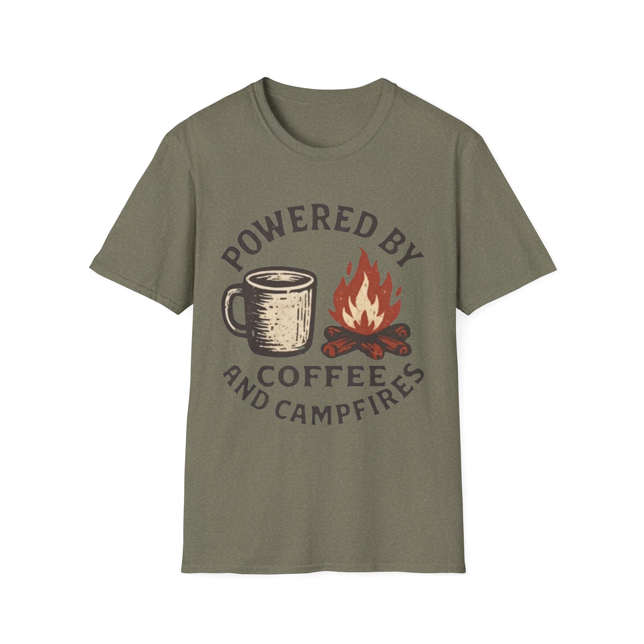 Powered By Coffee And Campfires Vintage Camping T-Shirt