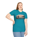 Outdoor T-Shirt — "Seeking Simple Treasures" Sunset Hiker Graphic
