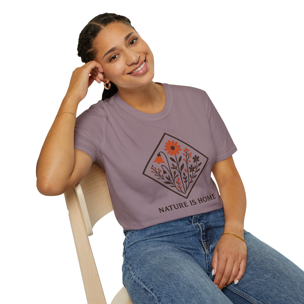 Floral Motif "Nature Is Home" T-Shirt