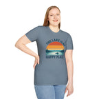 Canoe On The Lake At Sunset "The Lake Is My Happy Place" T-Shirt