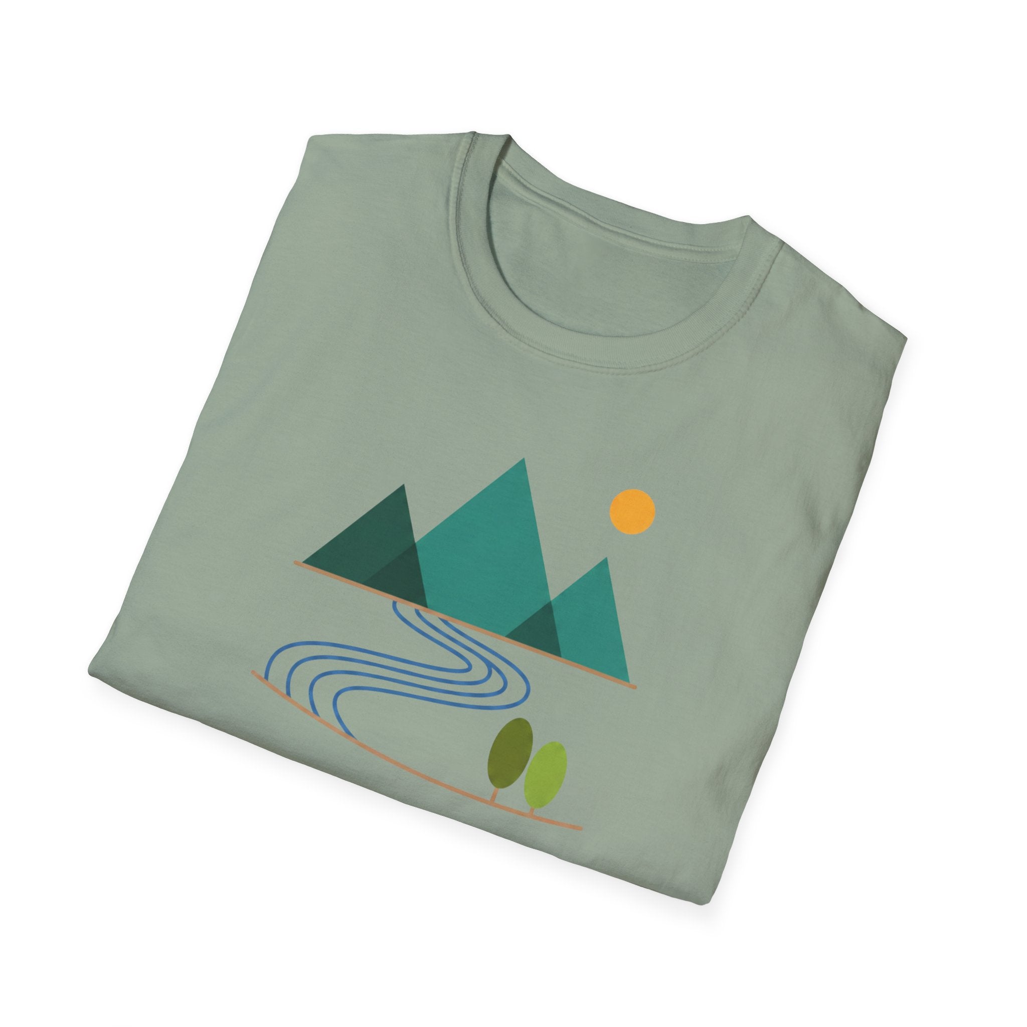 Minimal Mountain River T-Shirt — Nature Graphic Tee