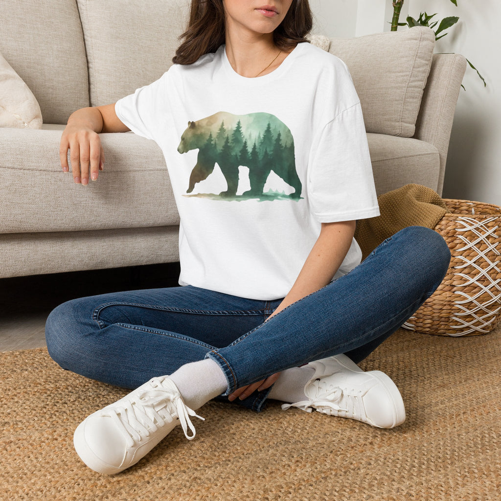Forest Bear T-Shirt — Watercolor Woodland Bear Graphic Tee Shirt
