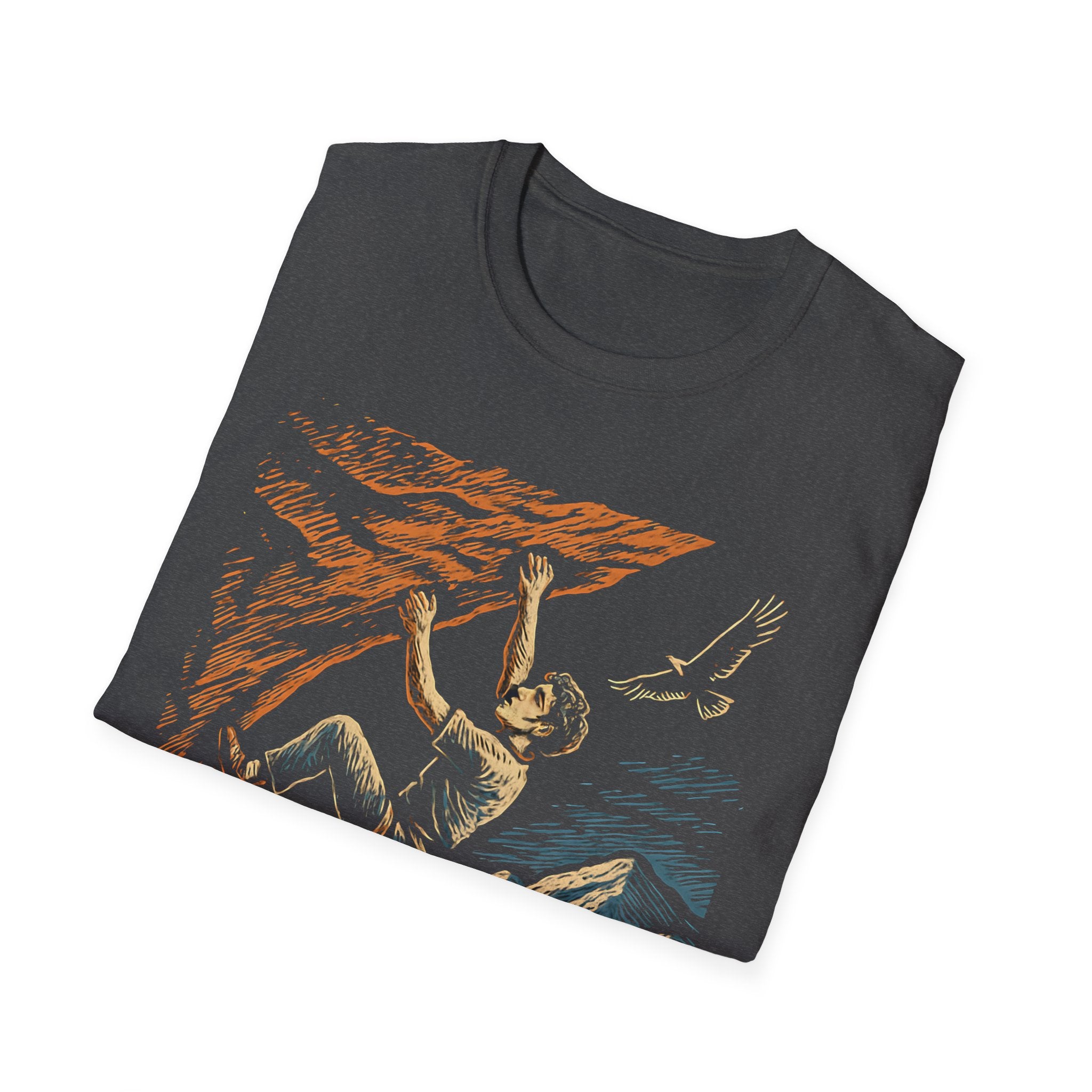 Climber on Cliff with Eagle T-Shirt