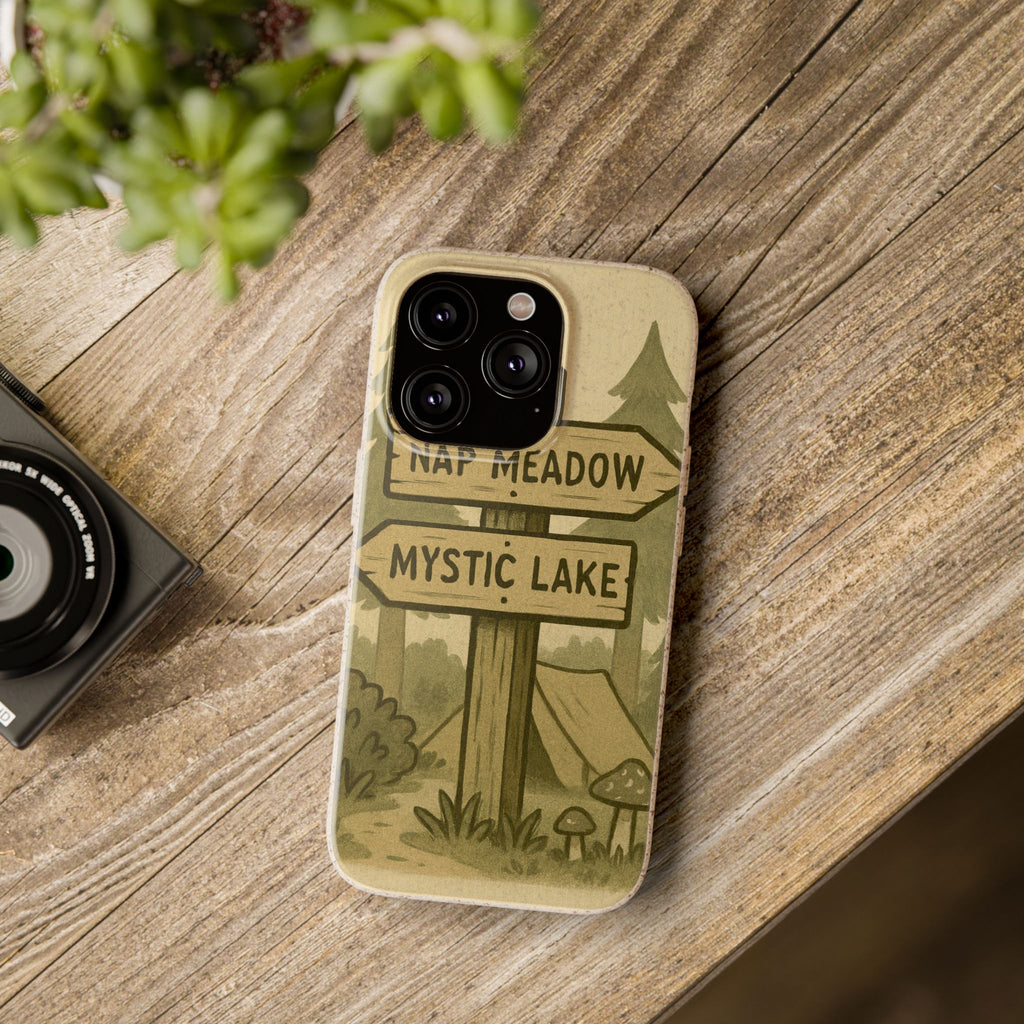 Biodegradable Phone Case — 'Nap Meadow' Mystic Lake Camping Design